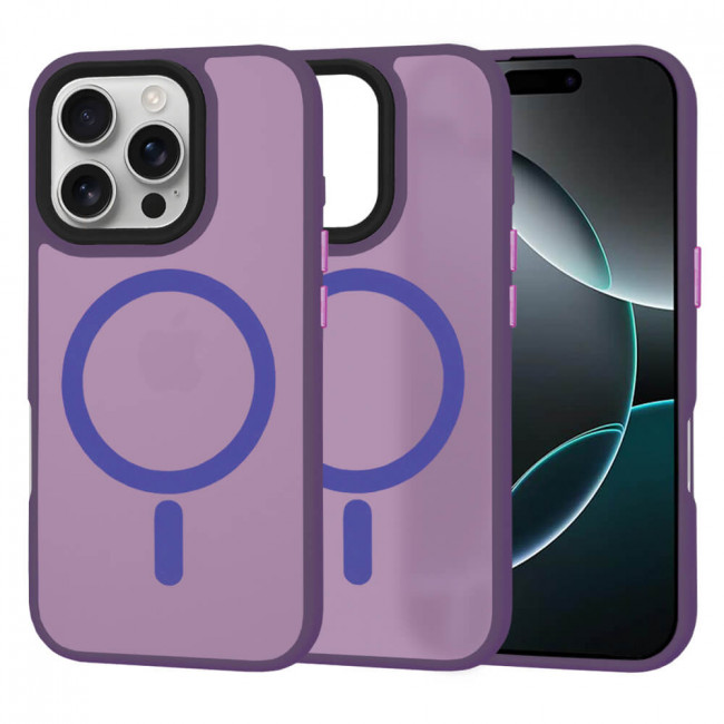 Techsuit iPhone 16 Pro - HaloFrost MagSafe - Σκληρή Θήκη με Πλαίσιο Σιλικόνης - Deep Purple