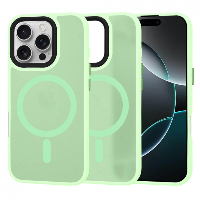 Techsuit iPhone 16 Pro - HaloFrost MagSafe - Σκληρή Θήκη με Πλαίσιο Σιλικόνης - Light Green