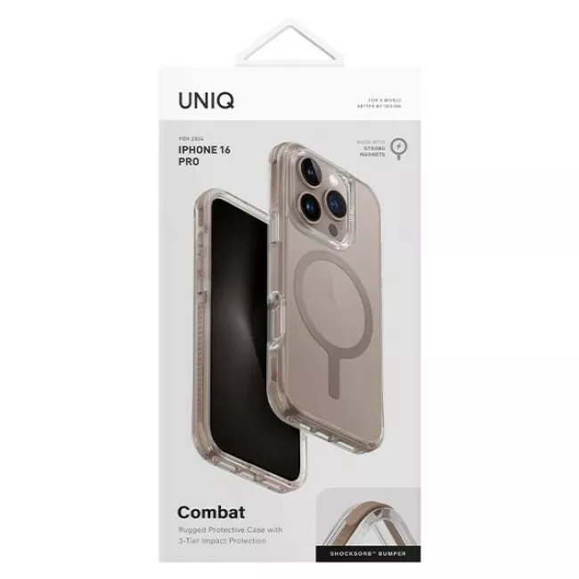 Uniq iPhone 16 Pro Combat Magclick Σκληρή Θήκη με Πλαίσιο Σιλικόνης και MagSafe - Taupe Gold