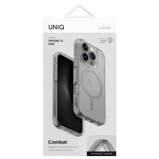 Uniq iPhone 16 Pro Combat Magclick Σκληρή Θήκη με Πλαίσιο Σιλικόνης και MagSafe - Stone Grey