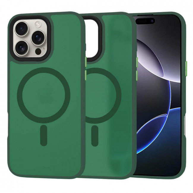 Techsuit iPhone 16 Pro Max - HaloFrost MagSafe - Σκληρή Θήκη με Πλαίσιο Σιλικόνης - Midnight Green