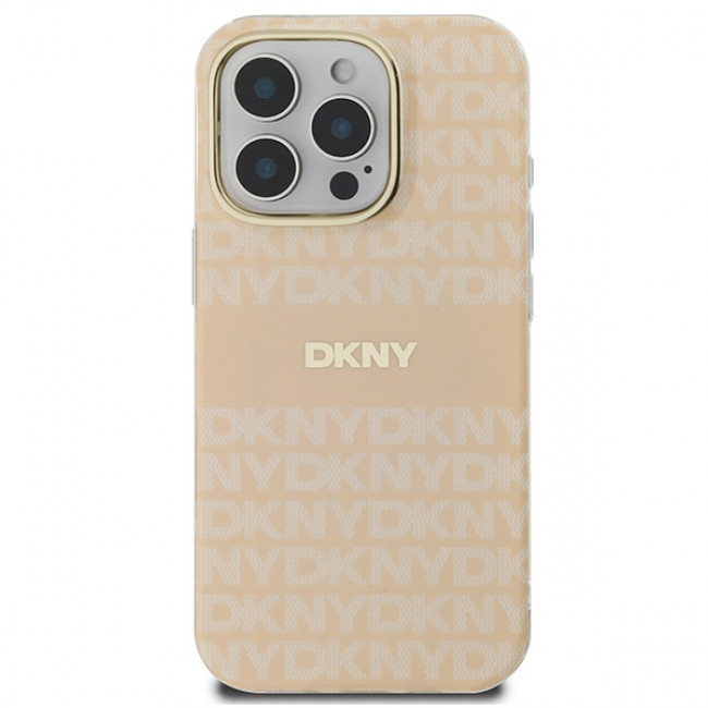 DKNY iPhone 16 Pro - Repeat Texture Pattern With Stripe MagSafe Σκληρή Θήκη με Πλαίσιο Σιλικόνης - Pink