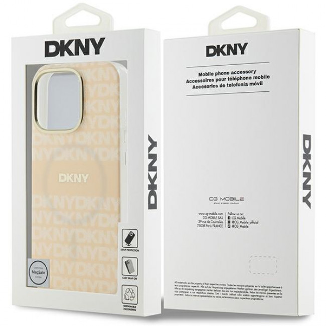 DKNY iPhone 16 Pro - Repeat Texture Pattern With Stripe MagSafe Σκληρή Θήκη με Πλαίσιο Σιλικόνης - Pink