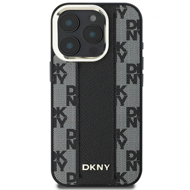 DKNY iPhone 16 Pro - Checkered Pattern - MagSafe Σκληρή Θήκη με Επένδυση Συνθετικού Δέρματος - Black