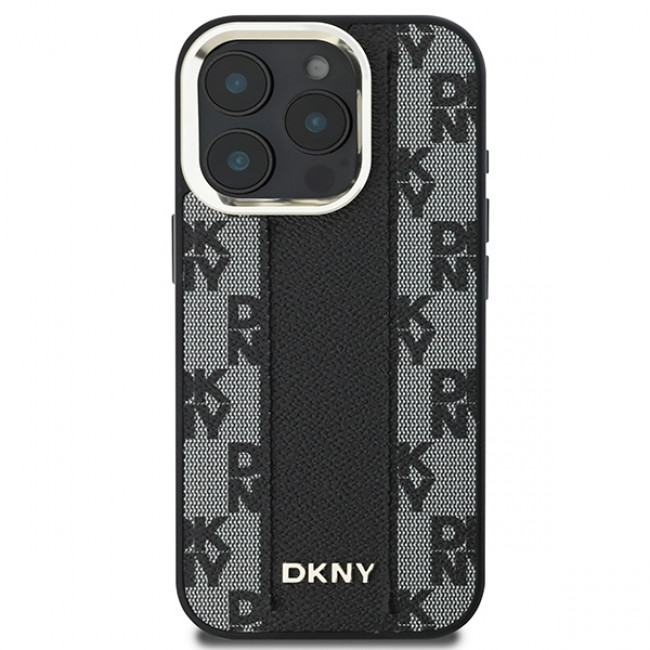 DKNY iPhone 16 Pro Max - Checkered Pattern Magsafe Σκληρή Θήκη με Επένδυση Συνθετικού Δέρματος - Black