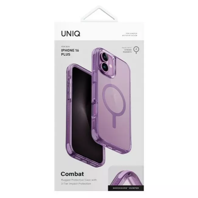 Uniq iPhone 16 Plus Combat Magclick Σκληρή Θήκη με Πλαίσιο Σιλικόνης και MagSafe - Pink / Grape Pink