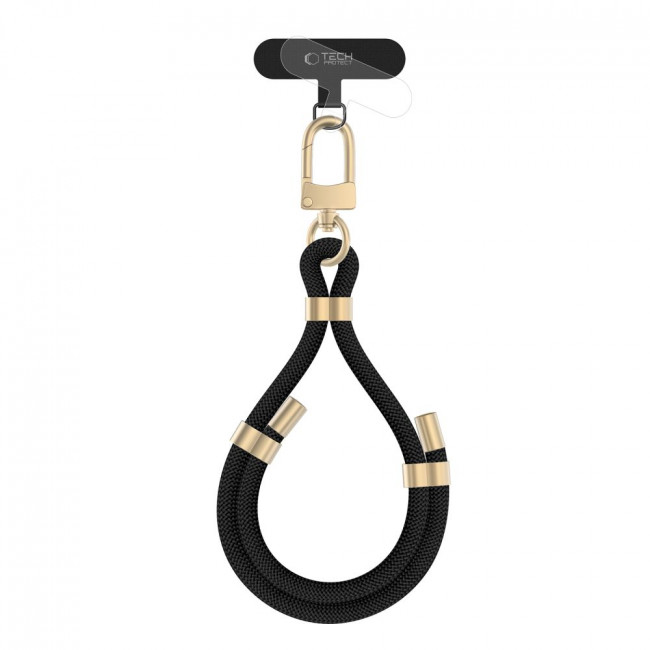 Tech-Protect C4S Rope Wrist Strap - Universal Λουράκι Καρπού για Θήκη Κινητού - Black / Gold