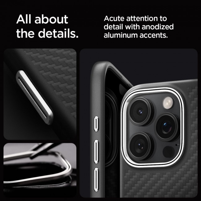 Spigen iPhone 16 Pro Max Enzo Aramid Mag Σκληρή Θήκη Aramid Fiber με MagSafe - Black / SIlver