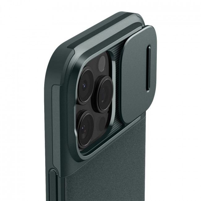 Spigen iPhone 16 Pro Optik Armor Mag Θήκη Σιλικόνης με Κάλυμμα για την Κάμερα και MagSafe - Abyss Green