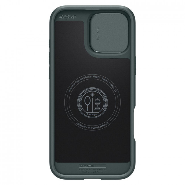 Spigen iPhone 16 Pro Optik Armor Mag Θήκη Σιλικόνης με Κάλυμμα για την Κάμερα και MagSafe - Abyss Green