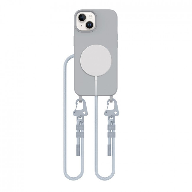 Tech-Protect iPhone 13 MagNecklace - MagSafe Θήκη Σιλικόνης TPU με Pυθμιζόμενο Αποσπώμενο Κορδόνι - Crayon Grey