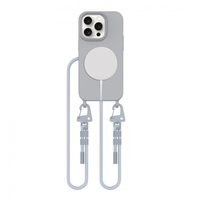 Tech-Protect iPhone 15 Pro MagNecklace - MagSafe Θήκη Σιλικόνης TPU με Pυθμιζόμενο Αποσπώμενο Κορδόνι - Crayon Grey