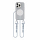 Tech-Protect iPhone 15 Pro MagNecklace - MagSafe Θήκη Σιλικόνης TPU με Pυθμιζόμενο Αποσπώμενο Κορδόνι - Crayon Grey