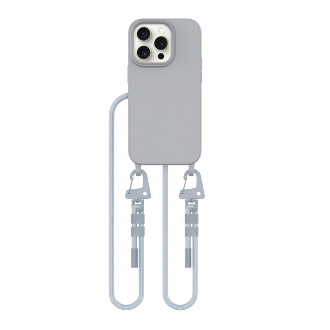 Tech-Protect iPhone 15 Pro MagNecklace - MagSafe Θήκη Σιλικόνης TPU με Pυθμιζόμενο Αποσπώμενο Κορδόνι - Crayon Grey