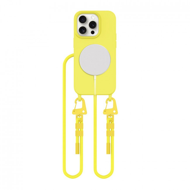 Tech-Protect iPhone 15 Pro MagNecklace - MagSafe Θήκη Σιλικόνης TPU με Pυθμιζόμενο Αποσπώμενο Κορδόνι - Canary Yellow