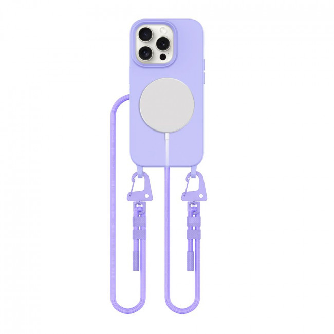 Tech-Protect iPhone 15 Pro MagNecklace - MagSafe Θήκη Σιλικόνης TPU με Pυθμιζόμενο Αποσπώμενο Κορδόνι - Lavender