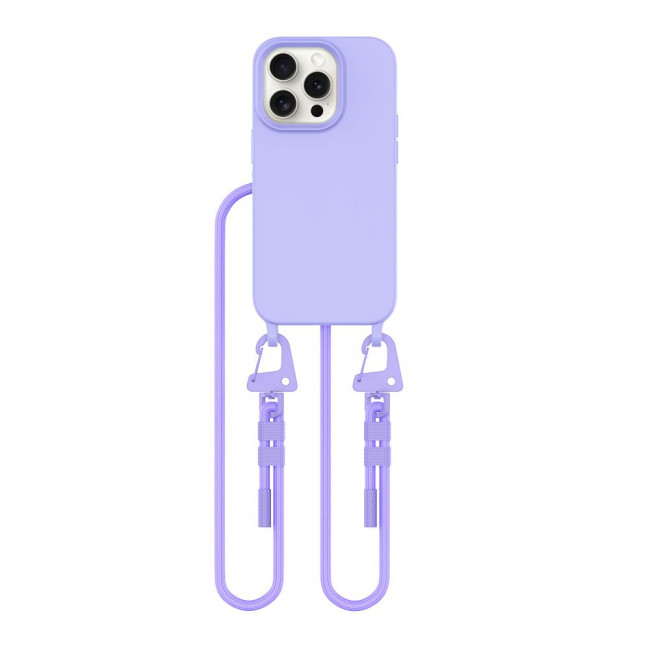 Tech-Protect iPhone 15 Pro MagNecklace - MagSafe Θήκη Σιλικόνης TPU με Pυθμιζόμενο Αποσπώμενο Κορδόνι - Lavender