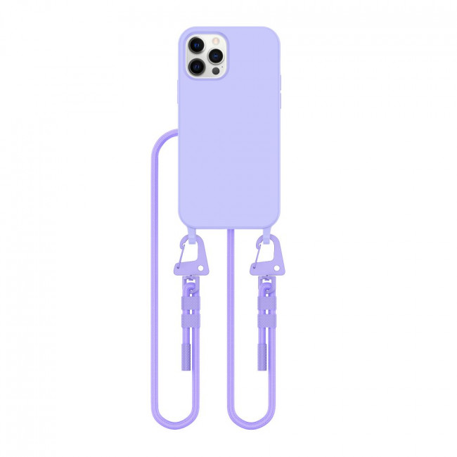 Tech-Protect iPhone 12 / iPhone 12 Pro MagNecklace - MagSafe Θήκη Σιλικόνης TPU με Pυθμιζόμενο Αποσπώμενο Κορδόνι - Lavender