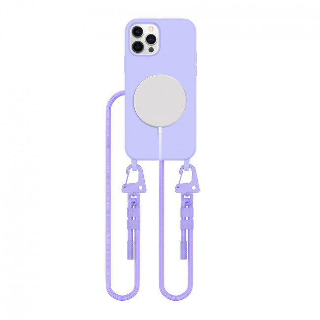 Tech-Protect iPhone 12 / iPhone 12 Pro MagNecklace - MagSafe Θήκη Σιλικόνης TPU με Pυθμιζόμενο Αποσπώμενο Κορδόνι - Lavender