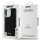 DKNY iPhone 16 Pro - Plain Silver Logo MagSafe Σκληρή Θήκη με Επένδυση Συνθετικού Δέρματος - Black