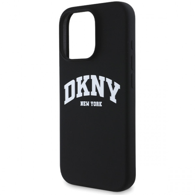 DKNY iPhone 16 Pro - Liquid Silicone White Printed Logo MagSafe Σκληρή Θήκη με Πλαίσιο Σιλικόνης - Black