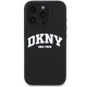 DKNY iPhone 16 Pro Max - Liquid Silicone White Printed Logo MagSafe Σκληρή Θήκη με Πλαίσιο Σιλικόνης - Black