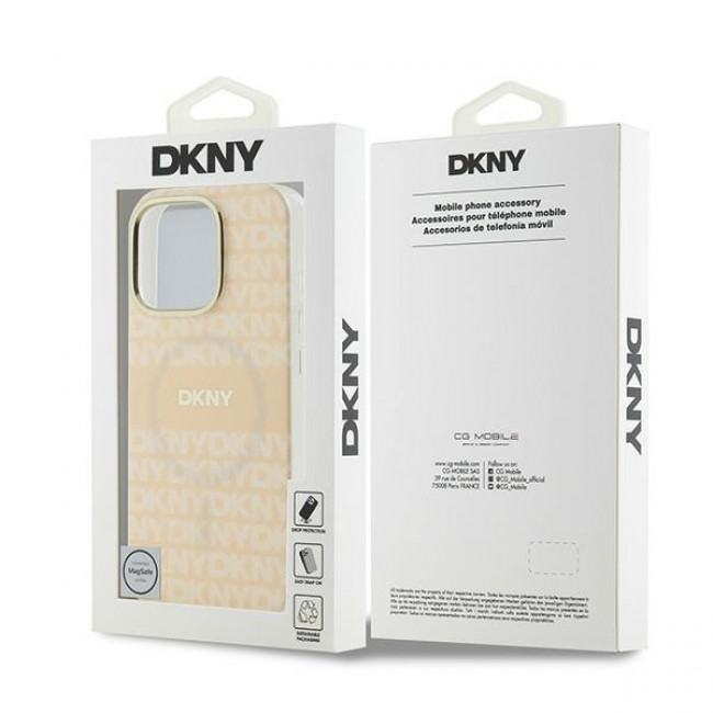 DKNY iPhone 16 Pro Max - Repeat Texture Pattern With Stripe MagSafe Σκληρή Θήκη με Πλαίσιο Σιλικόνης - Pink