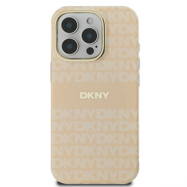 DKNY iPhone 16 Pro Max - Repeat Texture Pattern With Stripe MagSafe Σκληρή Θήκη με Πλαίσιο Σιλικόνης - Pink