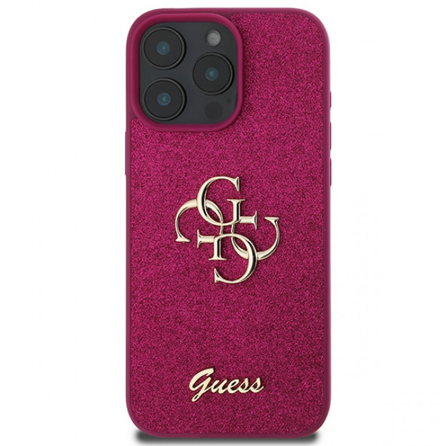 Guess iPhone 16 Pro - Fixed Glitter Big 4G - Σκληρή Θήκη με Πλαίσιο Σιλικόνης - Purple - GUHCP16LHG4SGU