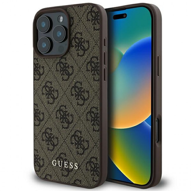 Guess iPhone 16 Pro Max - 4G Classic - Σκληρή Θήκη με Επένδυση Συνθετικού Δέρματος - Brown - GUHCP16XG4GFBR