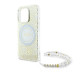 Guess iPhone 16 Pro Max - IML Flowers Allover Electro With Pearl Strap MagSafe - Σκληρή Θήκη με Πλαίσιο Σιλικόνης και Λουράκι - White / Διάφανη - GUHMP16XHCPOFPH