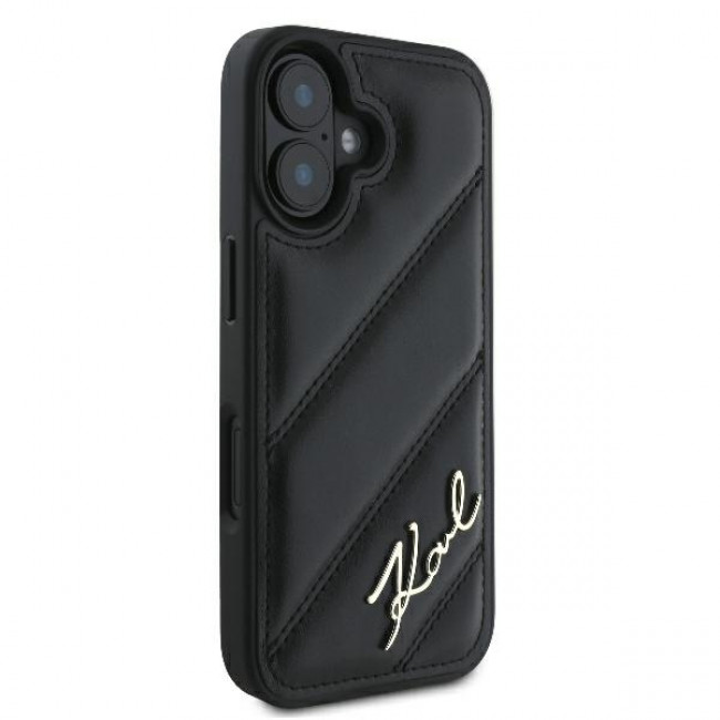 Karl Lagerfeld iPhone 16 Plus - Quilted Signature - Θήκη με Επένδυση Συνθετικού Δέρματος - Black - KLHCP16MPQDSMGK