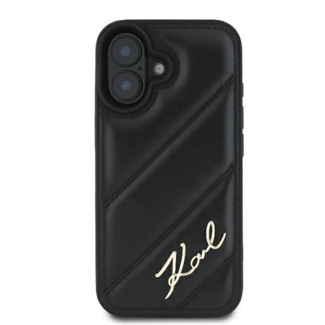 Karl Lagerfeld iPhone 16 Plus - Quilted Signature - Θήκη με Επένδυση Συνθετικού Δέρματος - Black - KLHCP16MPQDSMGK