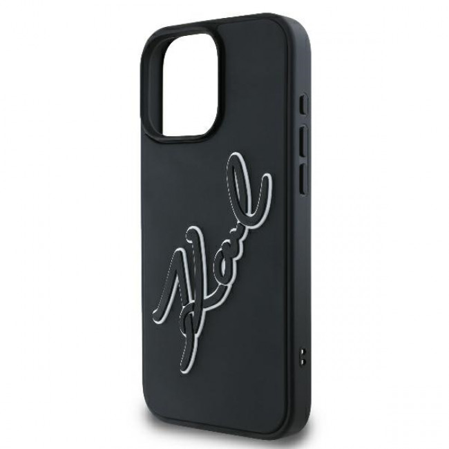 Karl Lagerfeld iPhone 16 Pro - 3D Rubber Bicolor Signature Σκληρή Θήκη με Πλαίσιο Σιλικόνης - Black - KLHCP16L3DRKSDLK