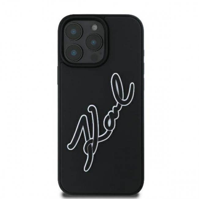 Karl Lagerfeld iPhone 16 Pro - 3D Rubber Bicolor Signature Σκληρή Θήκη με Πλαίσιο Σιλικόνης - Black - KLHCP16L3DRKSDLK