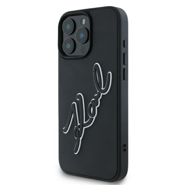 Karl Lagerfeld iPhone 16 Pro - 3D Rubber Bicolor Signature Σκληρή Θήκη με Πλαίσιο Σιλικόνης - Black - KLHCP16L3DRKSDLK