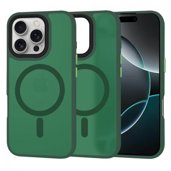 Techsuit iPhone 16 Pro - HaloFrost MagSafe - Σκληρή Θήκη με Πλαίσιο Σιλικόνης - Midnight Green