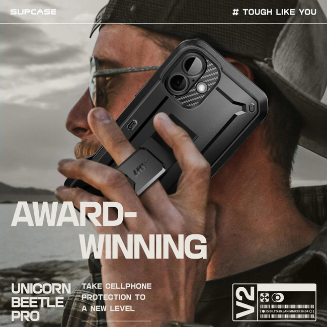 Supcase iPhone 16 Unicorn Beetle Pro Σκληρή Θήκη με Προστασία Οθόνης και Stand - Black