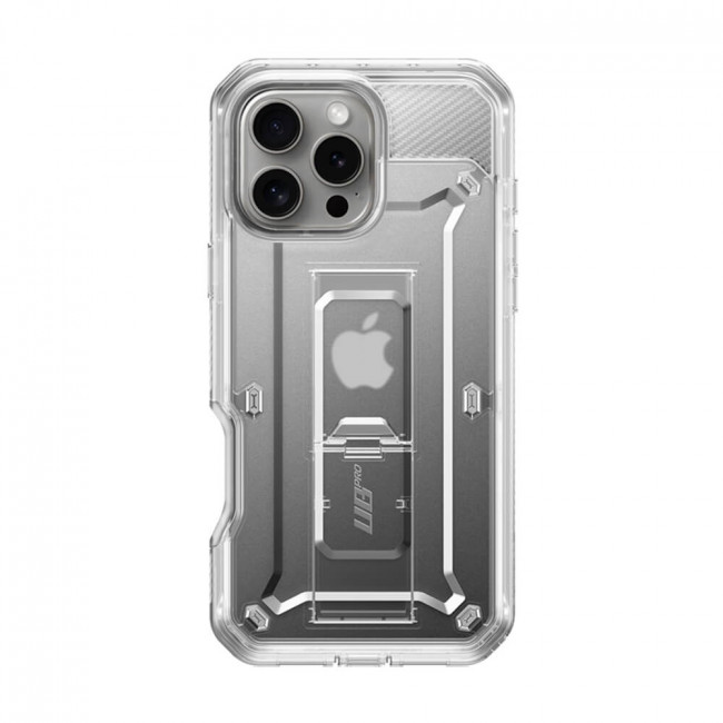 Supcase iPhone 16 Pro Unicorn Beetle Pro Σκληρή Θήκη με Προστασία Οθόνης και Stand - Διάφανη