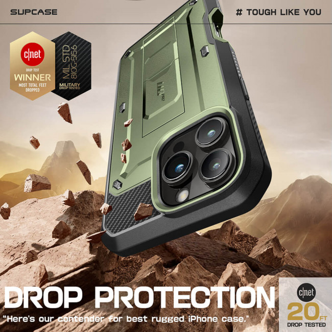 Supcase iPhone 16 Pro Unicorn Beetle Pro Σκληρή Θήκη με Προστασία Οθόνης και Stand - Dark Green