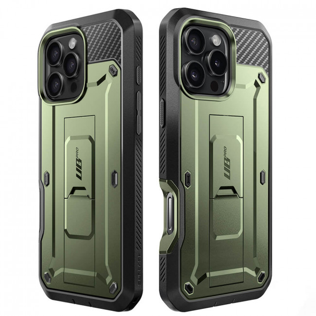 Supcase iPhone 16 Pro Unicorn Beetle Pro Σκληρή Θήκη με Προστασία Οθόνης και Stand - Dark Green