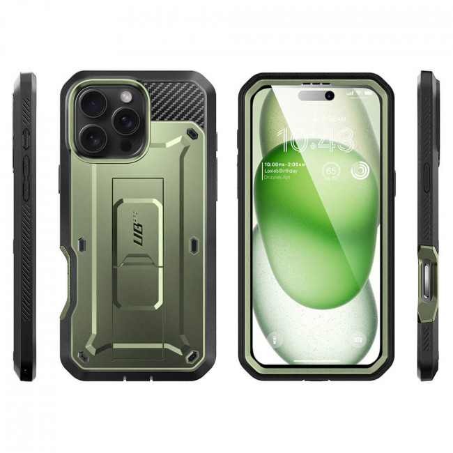 Supcase iPhone 16 Pro Unicorn Beetle Pro Σκληρή Θήκη με Προστασία Οθόνης και Stand - Dark Green