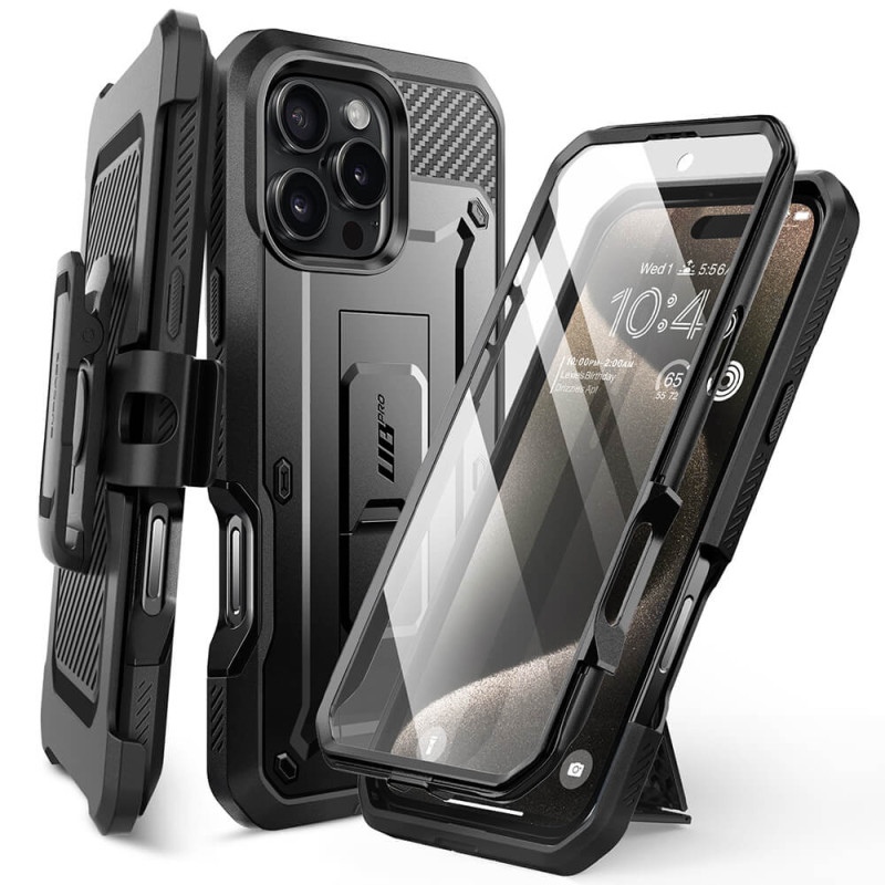 Supcase iPhone 16 Pro Max Unicorn Beetle Pro Σκληρή Θήκη με Προστασία Οθόνης και Stand - Black