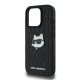 Karl Lagerfeld iPhone 16 Pro - Monogram Choupette Head Pin Σκληρή Θήκη με Επένδυση Συνθετικού Δέρματος  - Black - KLHCP16LPGKLCHPK