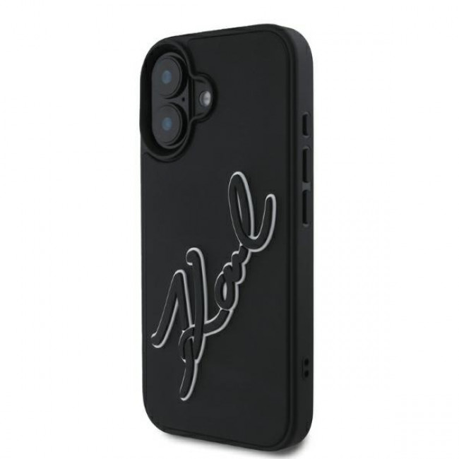 Karl Lagerfeld iPhone 16 - 3D Rubber Bicolor Signature Σκληρή Θήκη με Πλαίσιο Σιλικόνης - Black - KLHCP16S3DRKSDLK