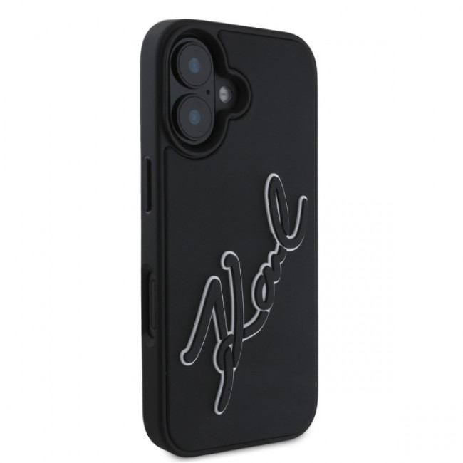 Karl Lagerfeld iPhone 16 - 3D Rubber Bicolor Signature Σκληρή Θήκη με Πλαίσιο Σιλικόνης - Black - KLHCP16S3DRKSDLK