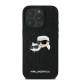 Karl Lagerfeld iPhone 16 Pro - Monogram Karl and Choupette Head Pin Σκληρή Θήκη με Επένδυση Συνθετικού Δέρματος  - Black - KLHCP16LPGKLKCPK