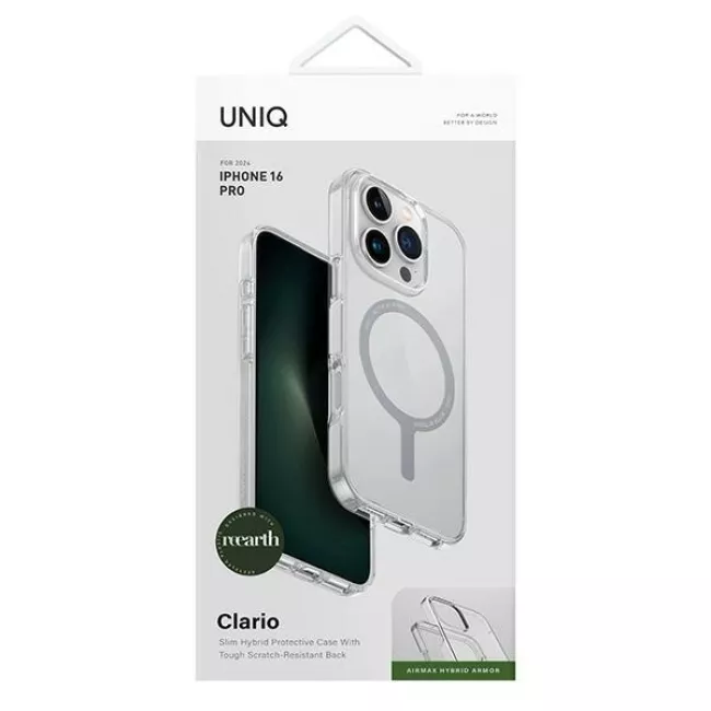 Uniq iPhone 16 Pro Clario Eco-Friendly Σκληρή Θήκη με Πλαίσιο Σιλικόνης και MagSafe - Διάφανη