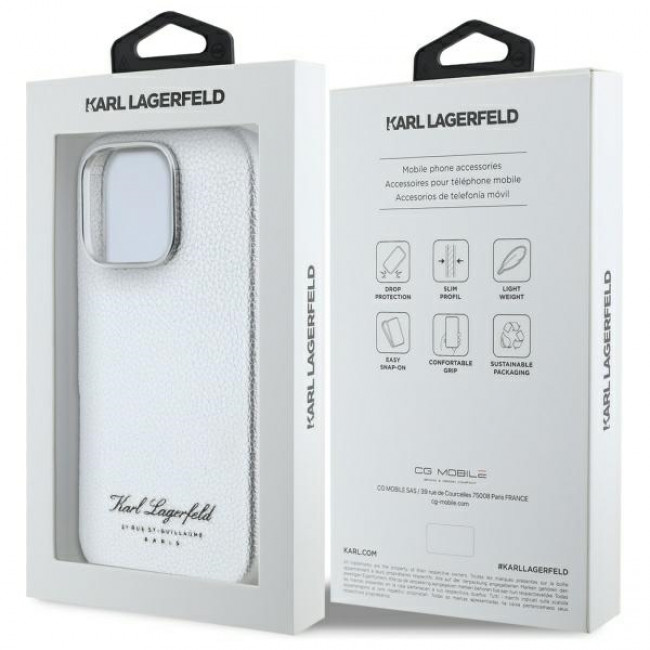 Karl Lagerfeld iPhone 16 Pro - FW Hotel RSG Σκληρή Θήκη με Επένδυση Συνθετικού Δέρματος  - Grey - KLHCP16LPGWCMKHG