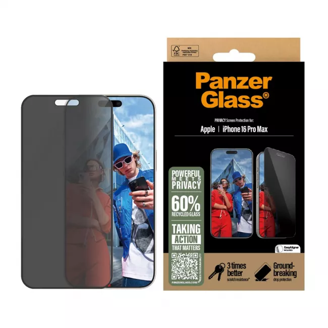 PanzerGlass iPhone 16 Pro Max Privacy Ultra-Wide Fit Full Screen Αντιχαρακτικό Γυαλί Οθόνης - Black